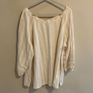 LOFT Beige Striped Blouse nwt size 20 linen blend